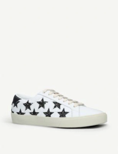 Shop Saint Laurent Court Classic Cutout Star Leather Trainers In White