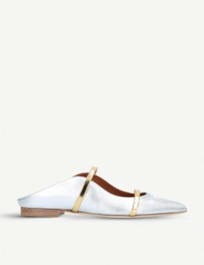 Shop Malone Souliers Maureen Metallic Leather Flats In Silver