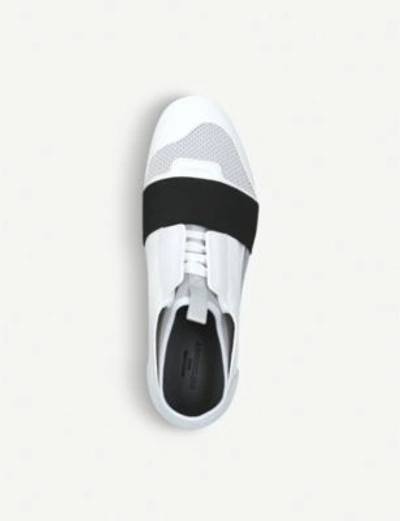 Shop Balenciaga Mens White And Black Race Runners Leather Sneakers In White/blk