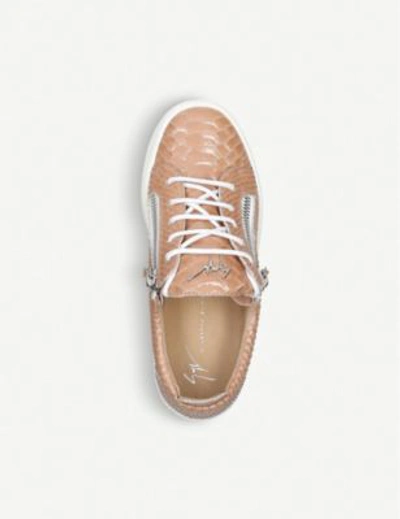 Shop Giuseppe Zanotti Nicki Low-top Python-embossed Leather Trainer In Nude