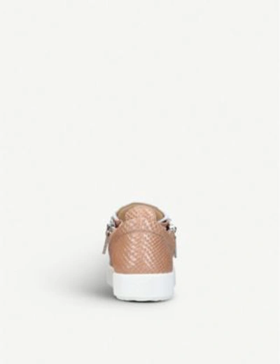 Shop Giuseppe Zanotti Nicki Low-top Python-embossed Leather Trainer In Nude