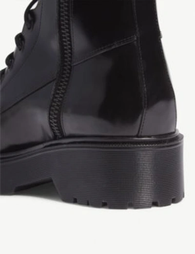 Shop Maje Flat Leather Boots In Black