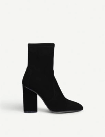 Shop Stuart Weitzman Margot 95 Stretch-suede Sock Boots In Black