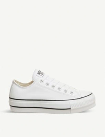 Shop Converse All Star Leather Low-top Trainers In White Black White
