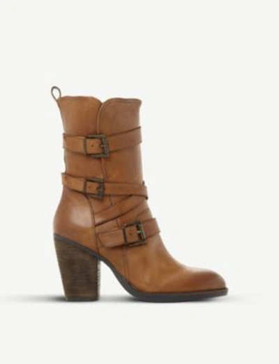 Shop Steve Madden Wen Sm Leather Buckle Boots In Tan-leather