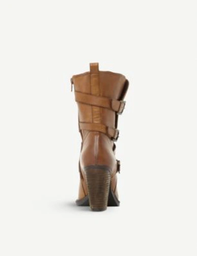 Shop Steve Madden Wen Sm Leather Buckle Boots In Tan-leather