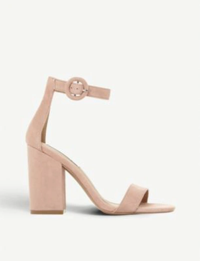 Shop Steve Madden Friday Block Heel Suede Sandals In Nude-suede