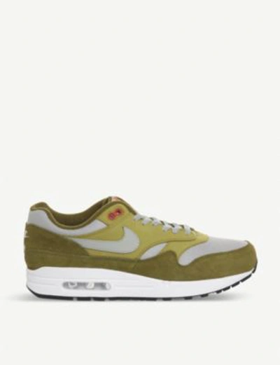 Shop Nike Air Max 1 Leather Trainers In Olive Hasanero Red