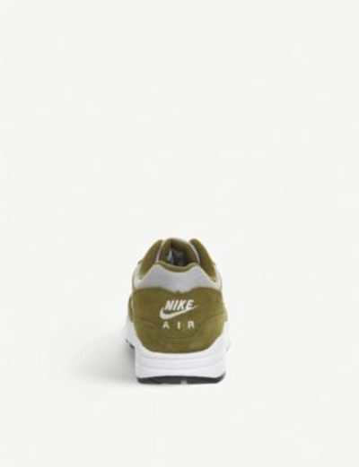 Shop Nike Air Max 1 Leather Trainers In Olive Hasanero Red