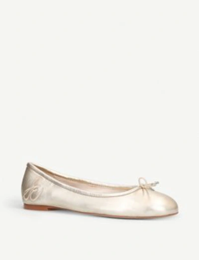 Shop Sam Edelman Felicia Leather Ballet Flats In Gold