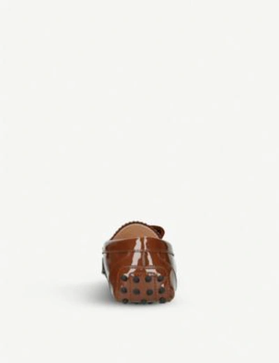 Shop Tod's X Alessandro Dell'acqua Gommino Driving Shoes In Patent Leather In Brown
