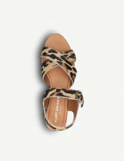Dahlia Leopard print Pony Leather Sandals In Tan Comb