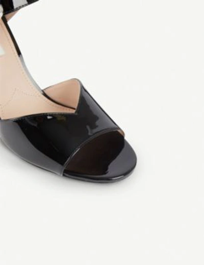 Shop Miu Miu Crystal-embellished Patent Leather Sandals In Nero