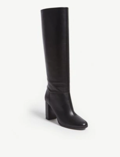 Shop Maje Leather High Boots In Black