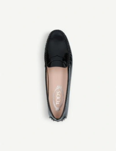Shop Tod's Gomma Patent-leather Moccasins In Black