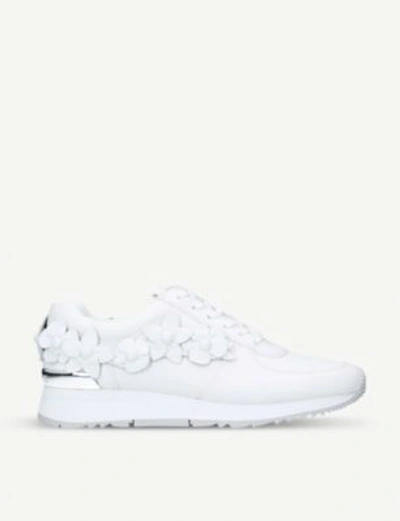 Shop Michael Michael Kors Allie Appliqué Leather Trainers In White