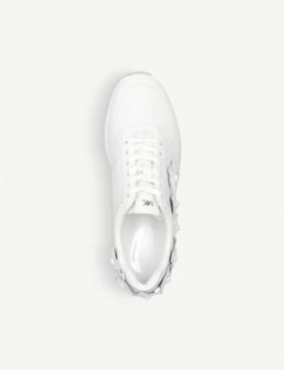 Shop Michael Michael Kors Allie Appliqué Leather Trainers In White