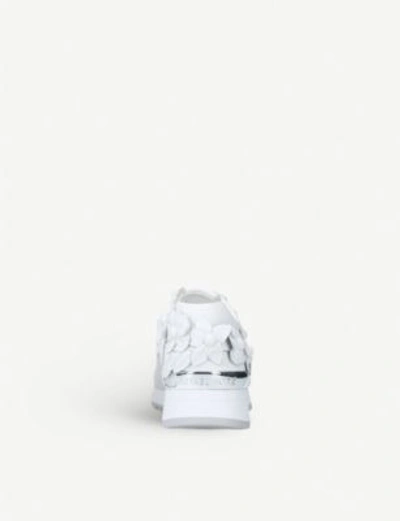Shop Michael Michael Kors Allie Appliqué Leather Trainers In White