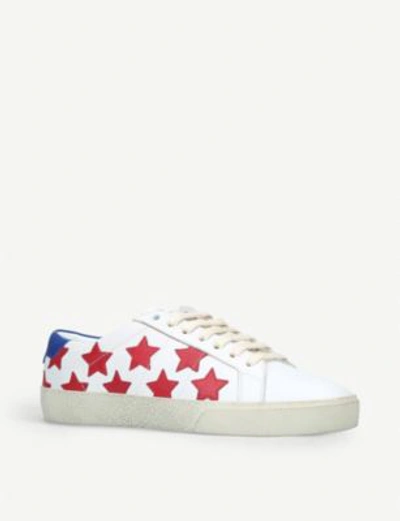 Shop Saint Laurent Court Classic Star Leather Trainers In Red/other