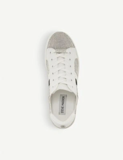 Shop Steve Madden Belle-r Rhinestone-embellished Flatform Trainer In Silver-diamantes