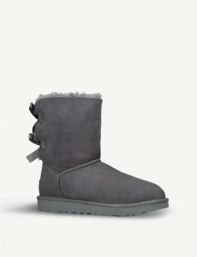 Shop Ugg Bailey Bow Sheepskin Boots In Grey