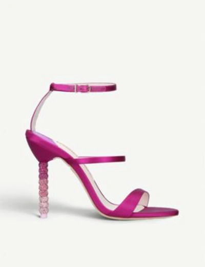 Shop Sophia Webster Rosalind Crystal Satin Heeled Sandals In Fushia