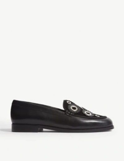 Shop Claudie Pierlot Amoi Fleur Leather Shoes In Noir