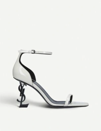 Saint Laurent Opyum 85 Patent-leather Sandals In White | ModeSens