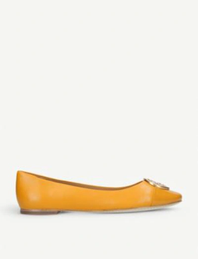 Shop Tory Burch Chelsea Leather Ballerina In Mustard