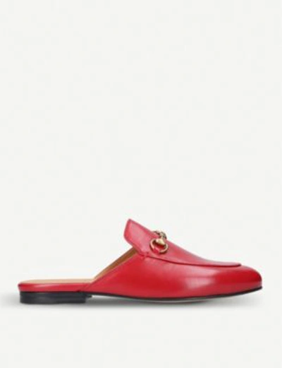 Shop Gucci Princeton Leather Slippers In Red