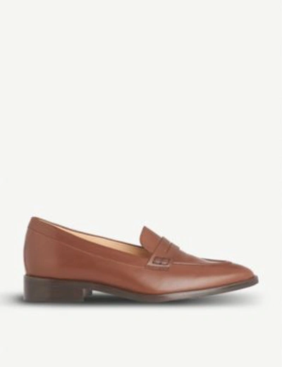 Shop Lk Bennett Iona Leather Penny Loafers In Bro-tan