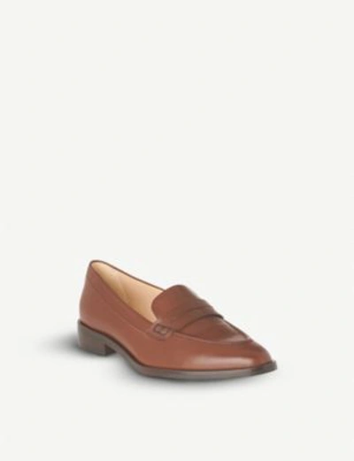 Shop Lk Bennett Iona Leather Penny Loafers In Bro-tan