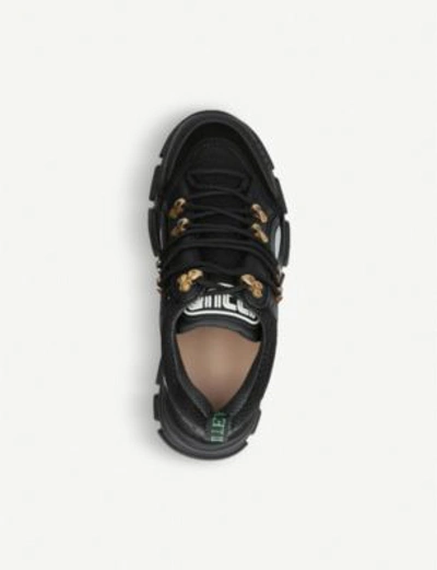 Shop Gucci Flashtrek Leather And Canvas Trainers In Black