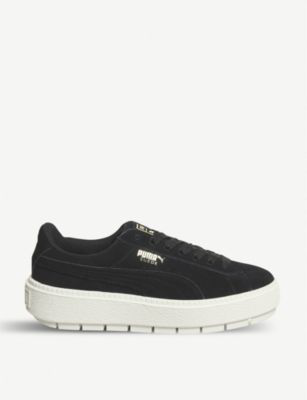 black trace suede platform trainers