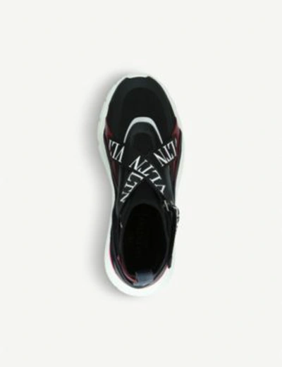 Shop Valentino Black And Pink Strap-detail Sock Trainer Sneakers In Blk/other