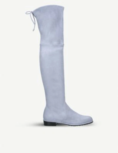 Shop Stuart Weitzman Lowland Suede Over-the-knee Boots In Blue