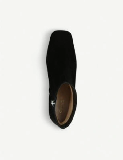 Gianvito Rossi Joelle Suede Block-heel Booties In Black