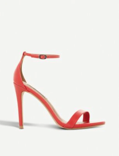 Shop Steve Madden Stecy Sm Faux-leather Heeled Sandals In Red-plain Synthetic