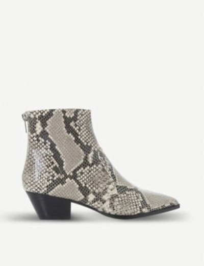 Shop Steve Madden Cafe Reptile-embossed Leather Ankle Boots In Natural-reptile