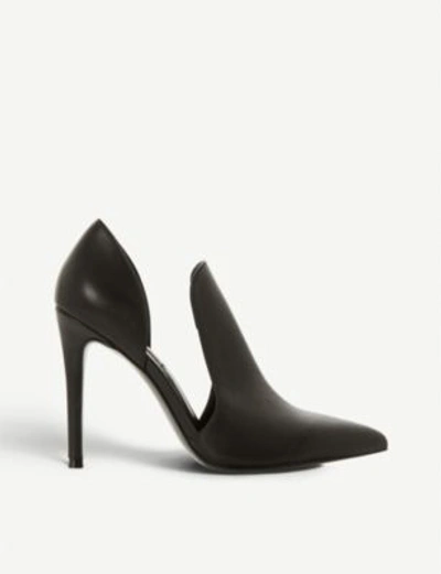 Shop Steve Madden Dance Sm Cutout-side Faux-leather Court Shoes In Black-leather