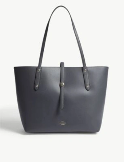 Shop Coach Midnight Navy Blue Elegant Market Leather Tote Bag In Sv/midnight Navy
