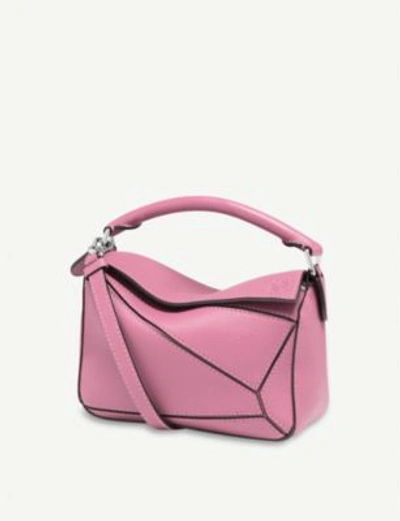 Shop Loewe Puzzle Mini Leather Shoulder Bag In Wild Rose