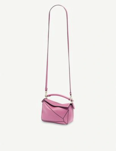 Shop Loewe Puzzle Mini Leather Shoulder Bag In Wild Rose