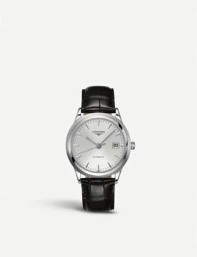 Shop Longines L4.874.4.12.2 Flagship Stainless Steel Watch In Silver/black