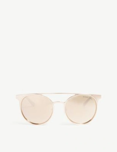 Shop Michael Kors Grayton Round-frame Sunglasses In Shiny Rose Gold