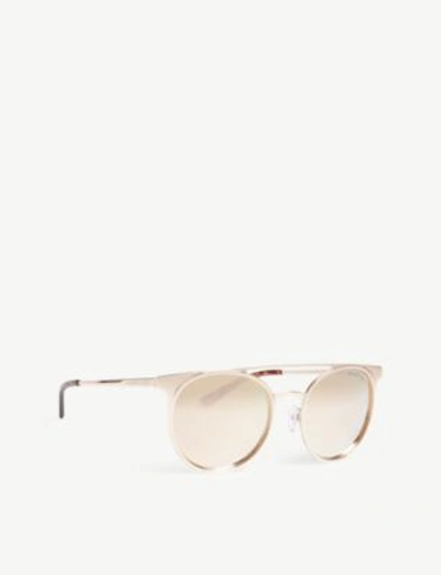 Shop Michael Kors Grayton Round-frame Sunglasses In Shiny Rose Gold