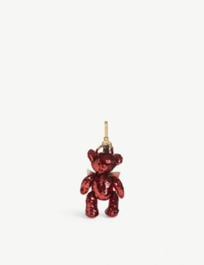 Shop Burberry Thomas Bear Sequin Charm In Red