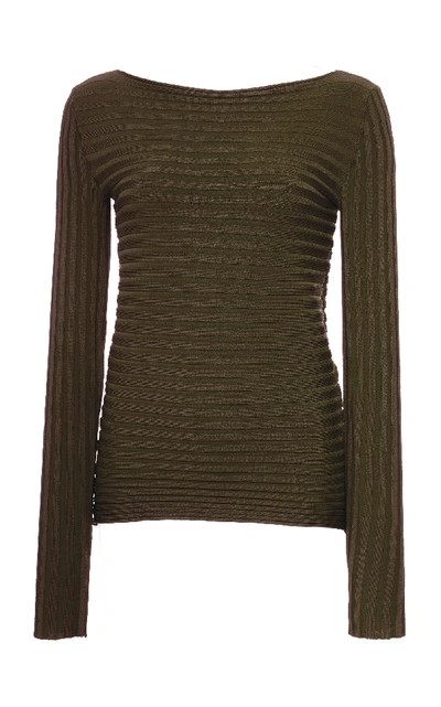 Shop Pepa Pombo Ribbed Blouse In Green