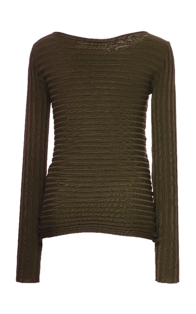 Shop Pepa Pombo Ribbed Blouse In Green