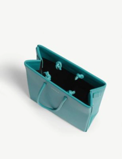 Shop Medea Women's Blue Small Leather Box Tote Bag In Tiffany